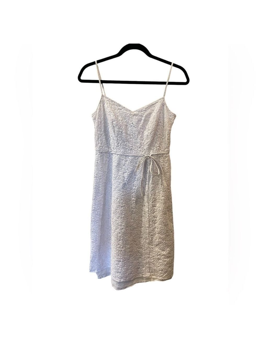 Ann Taylor Women’s Dress White Eyelet Spaghetti Strap Casual Vacation Size: 0